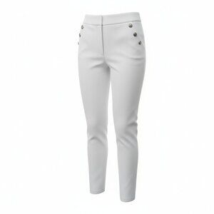 White Sailor Button Ankle Pants